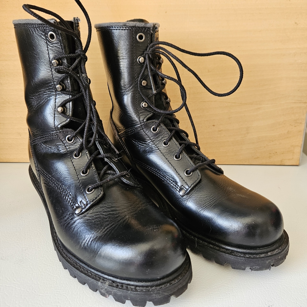 Black Leather Lace-Up Boots